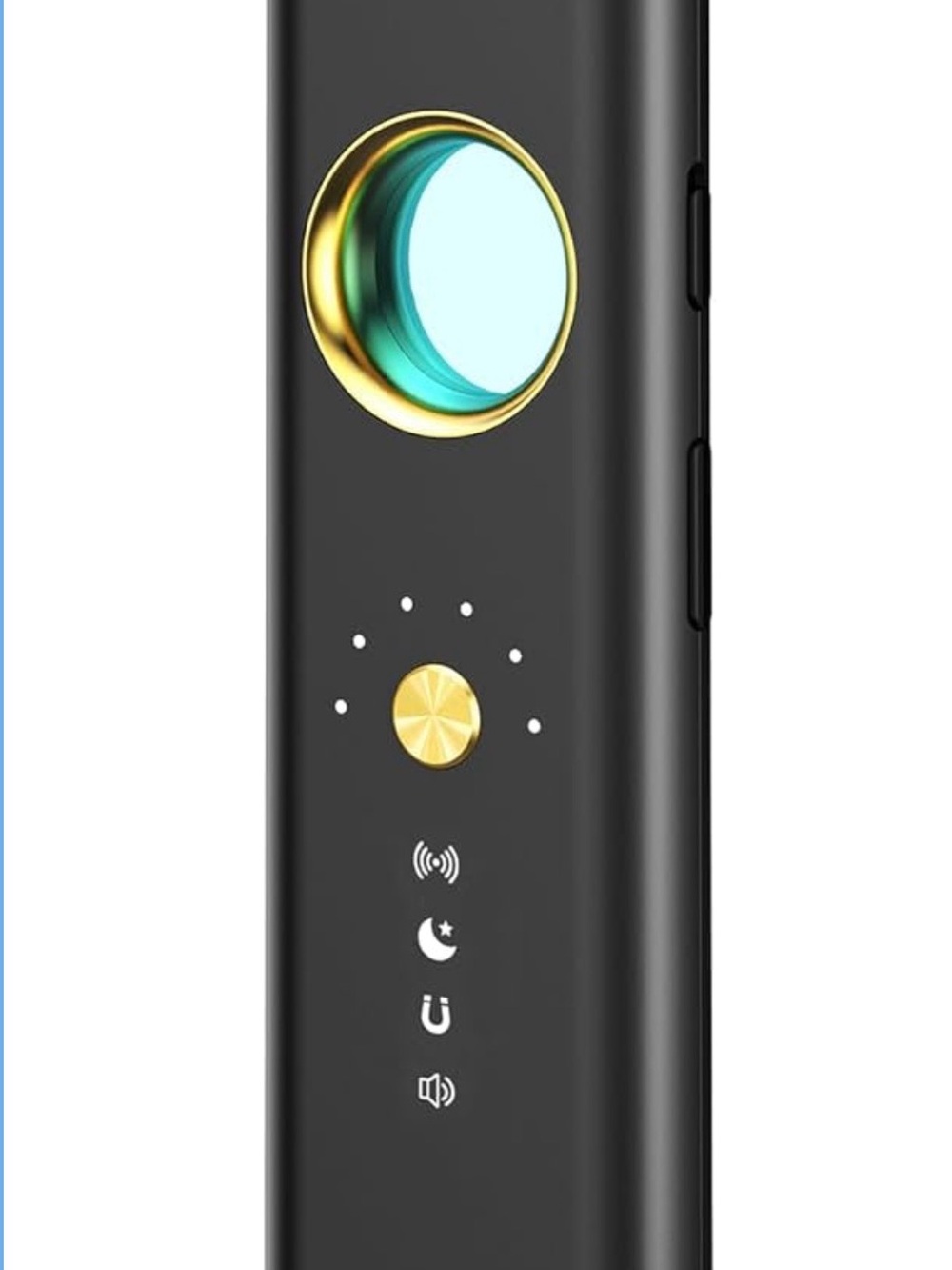 Black Handheld Camera Remote with Gold Accent